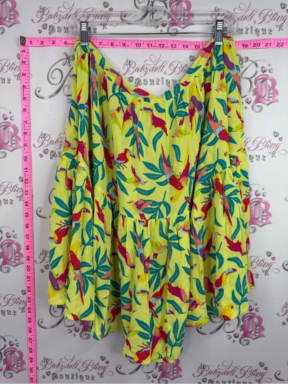 George skirt Yellow Midi Skirt with Tropical Bird Print